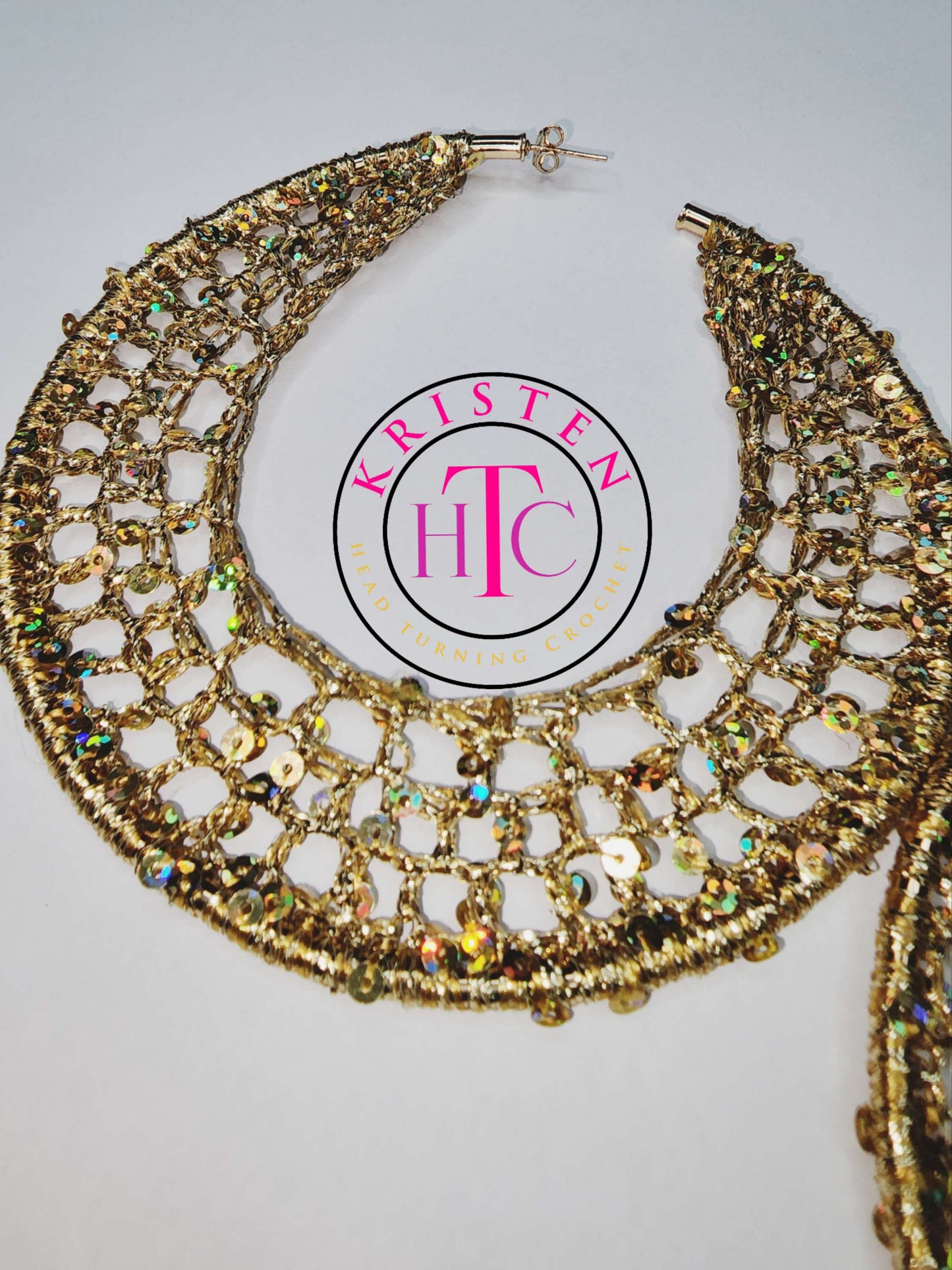 Living my life like its golden XL 18k gold filled crocheted hoops image 0