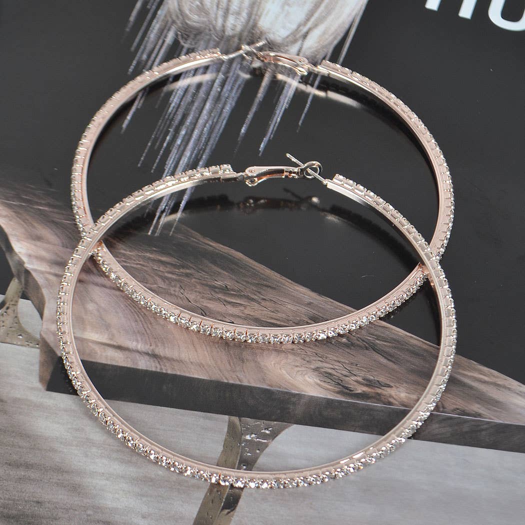 8CM Double Rhinestone Hoop Earring