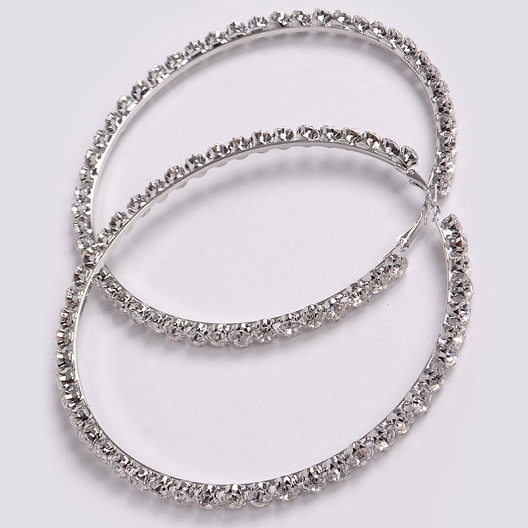 Upside Down Multi Rhinestone hoop Earring