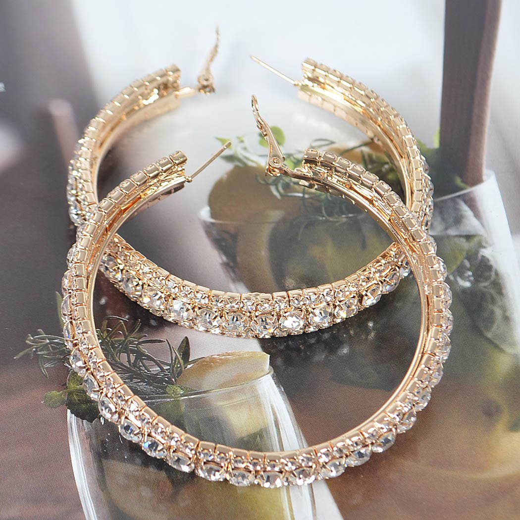 Multi Rhinestone 60mm Hoop Earring