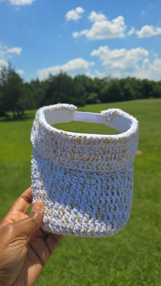 Crochet sun visor with free matching earrings