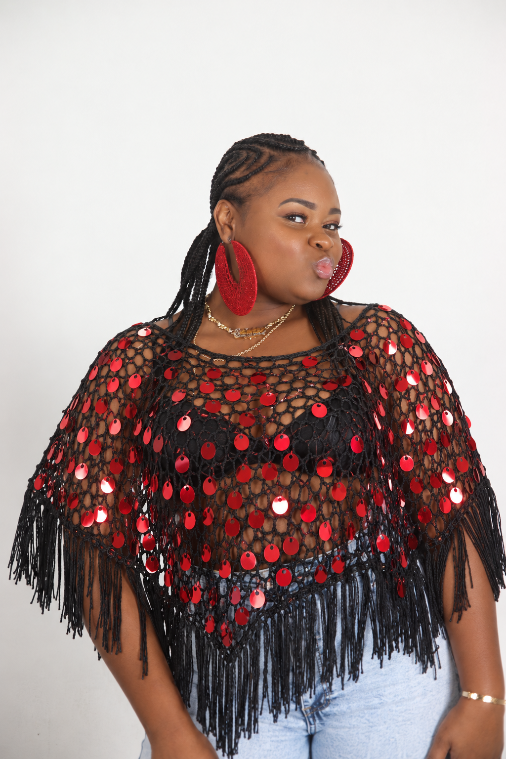 Head Turner Sequin Poncho