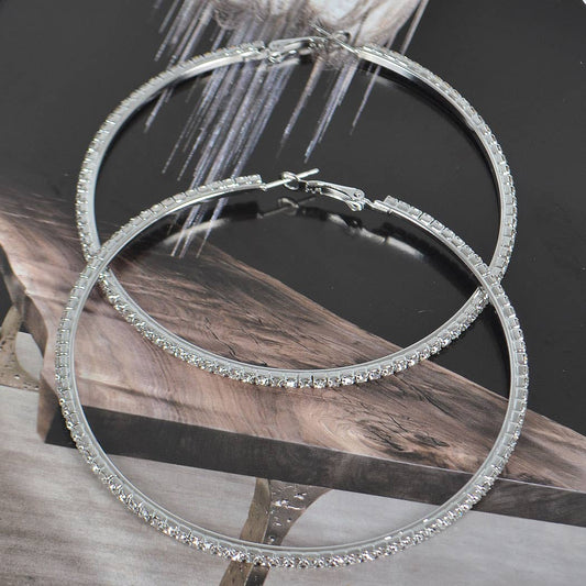 8CM Double Rhinestone Hoop Earring