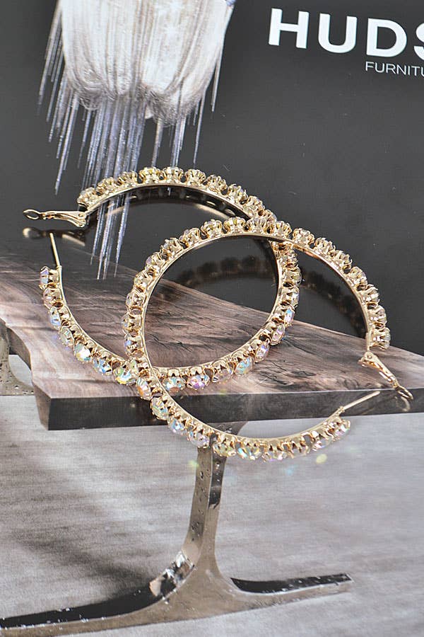 Bulk Rhinestone Hoop Earrings