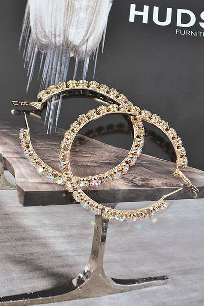 Bulk Rhinestone Hoop Earrings