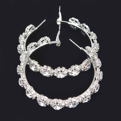 Multi Rhinestone Flower Hoop Earring