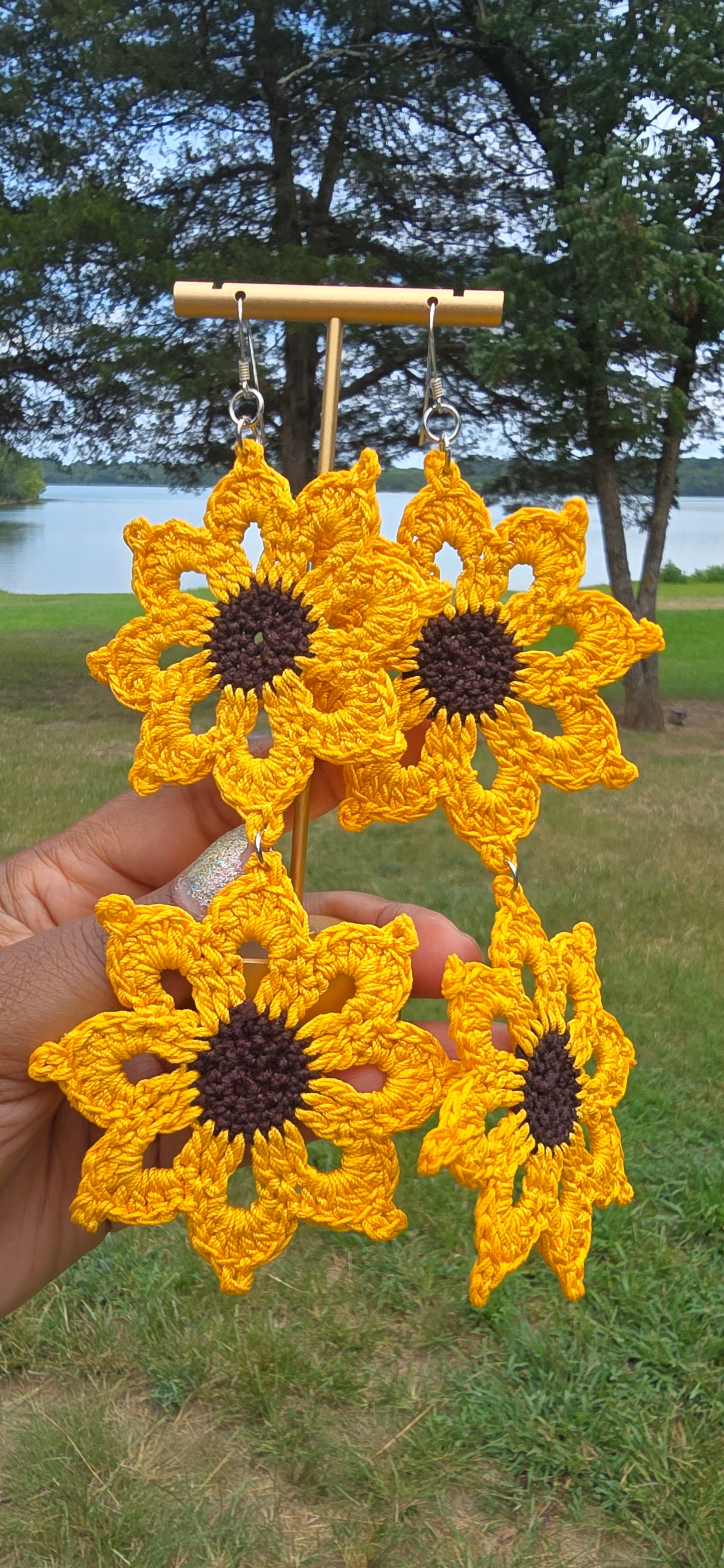 Sunflower Sunshine double flower earrings
