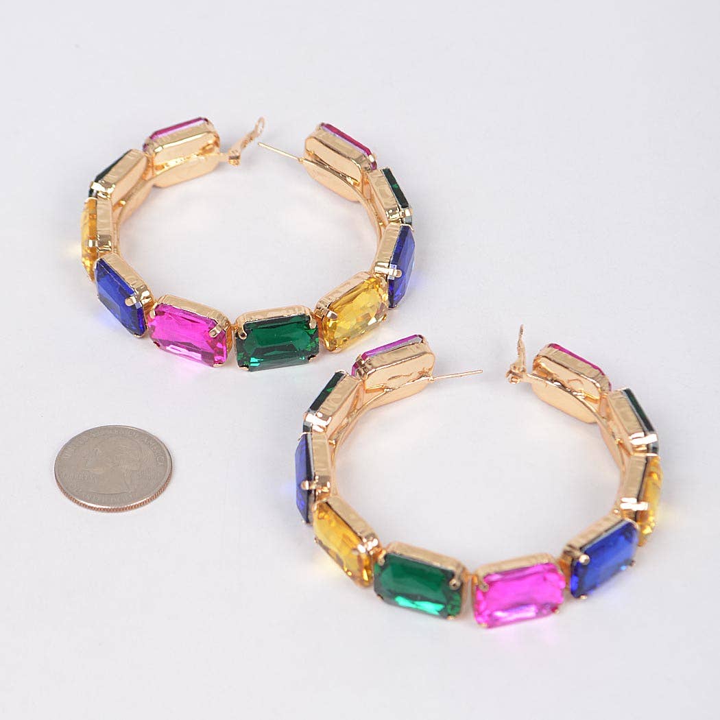 RHINESTONE EMBELLISHED HOOP EARRING