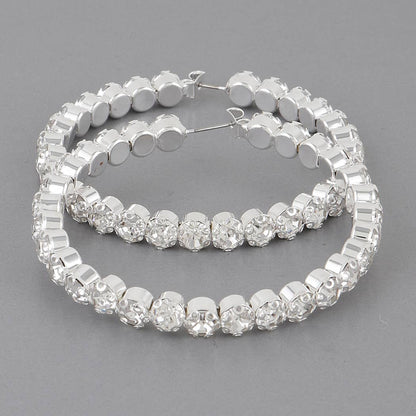 Clip-On Multi Rhinestone Hoop Earrings