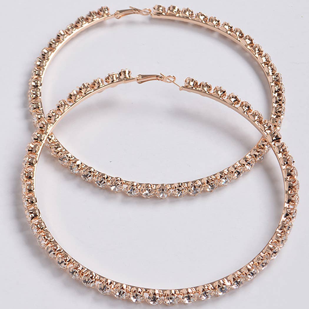 Upside Down Multi Rhinestone hoop Earring