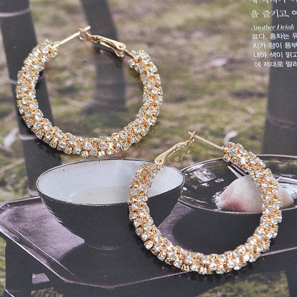 Twisted Rhinestone 40mm Hoop Earring