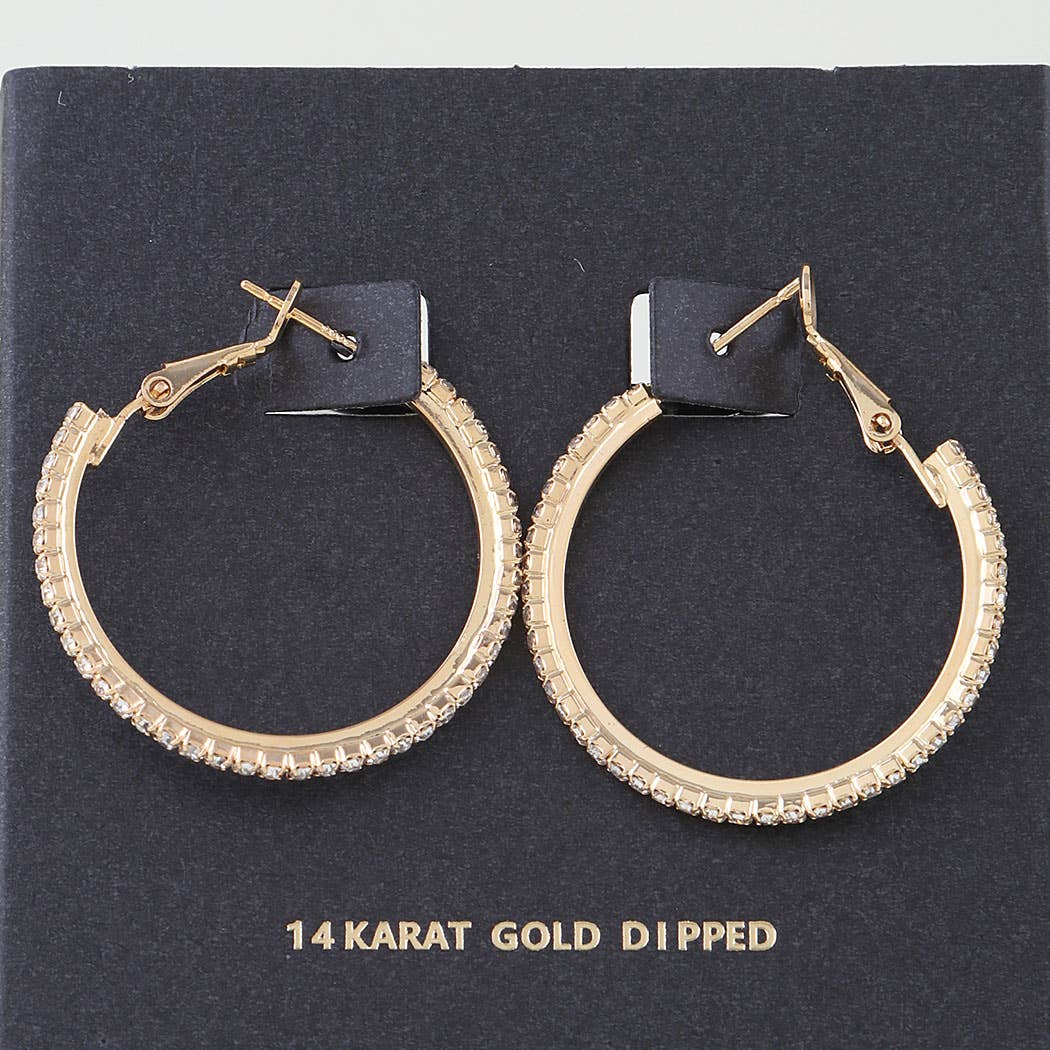 Rhinestone Lined Hoop Earrings