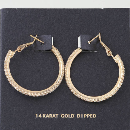 Rhinestone Lined Hoop Earrings
