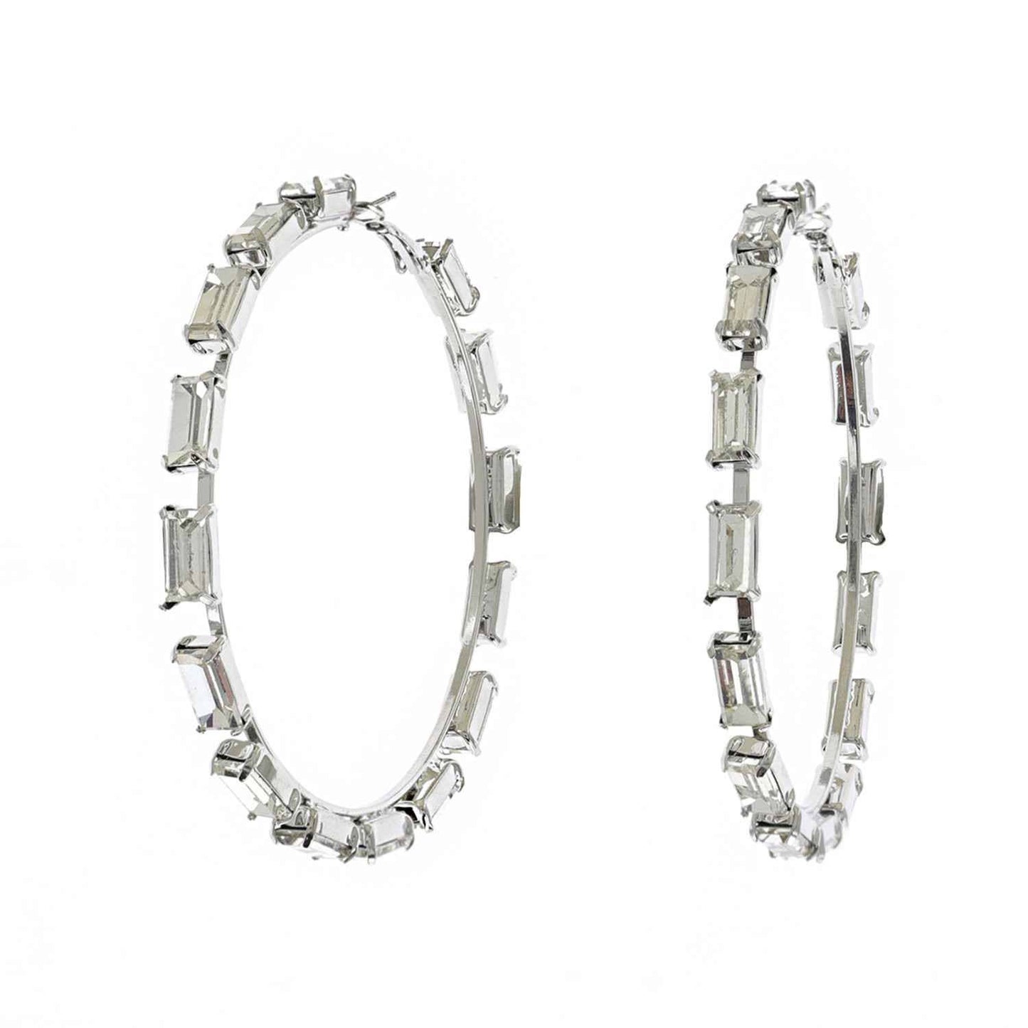80MM Crystal Cluster Hoop Earrings