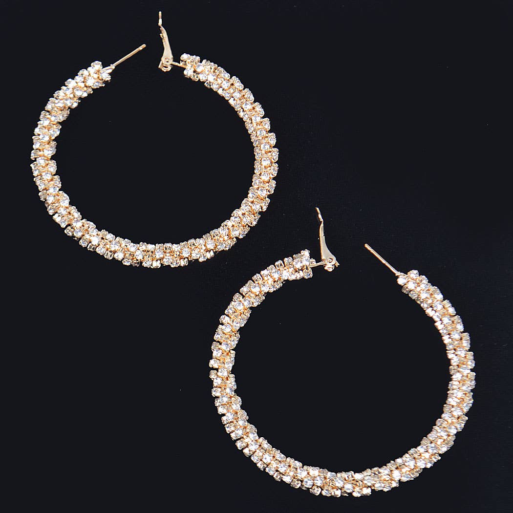 Glittering Rhinestone-Encrusted Mini Hoop Earrings