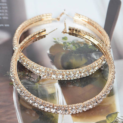 Multi Rhinestone 80mm Hoop Earring