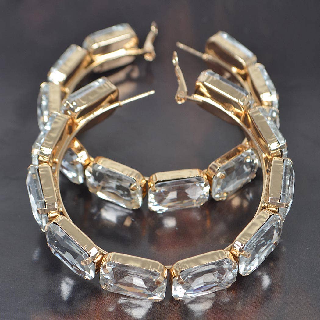 RHINESTONE EMBELLISHED HOOP EARRING