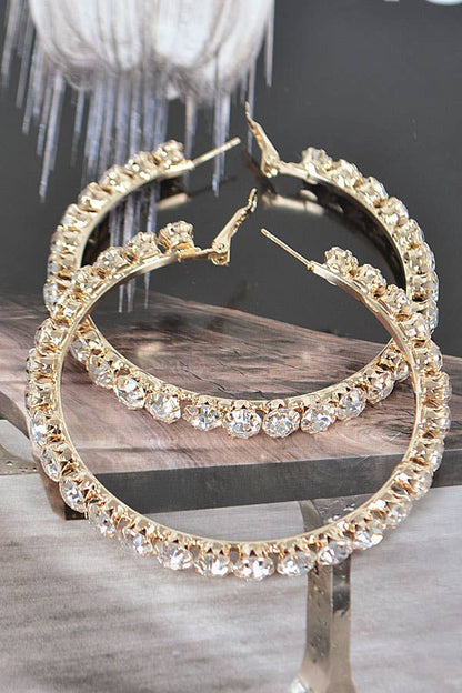 Bulk Rhinestone Hoop Earrings