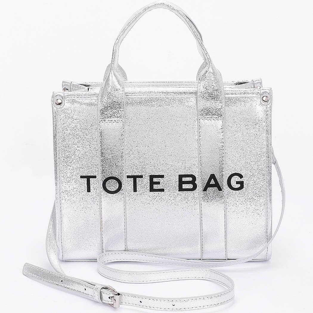 Metallic Faux Leather Tote Bag