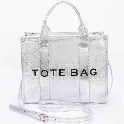 Metallic Faux Leather Tote Bag