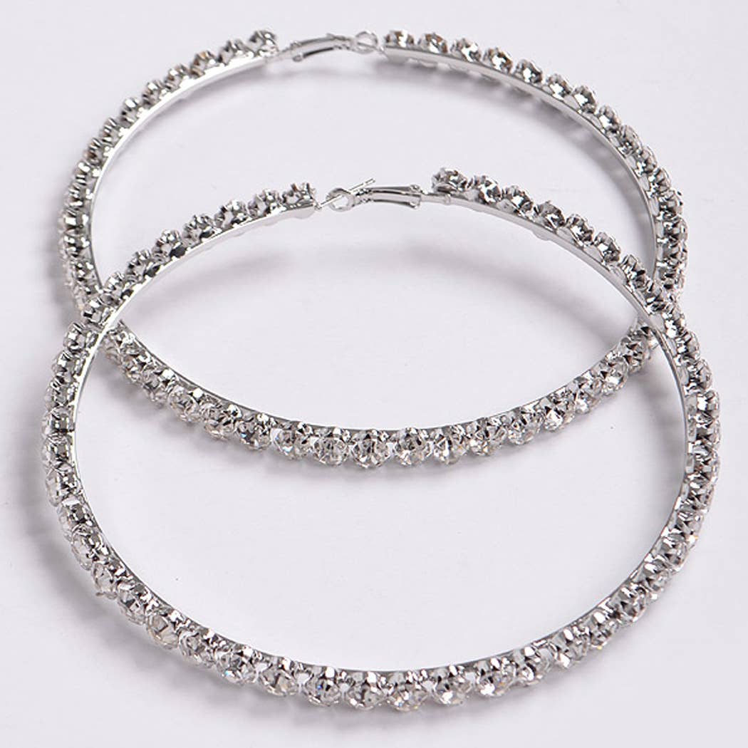 Upside Down Multi Rhinestone hoop Earring