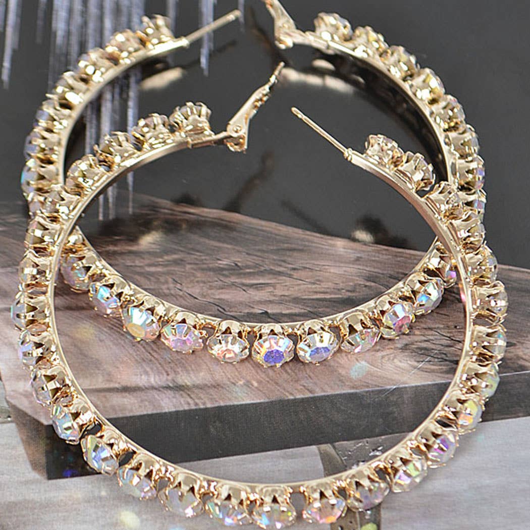 BULK RHINESTONE HOOP EARRINGS