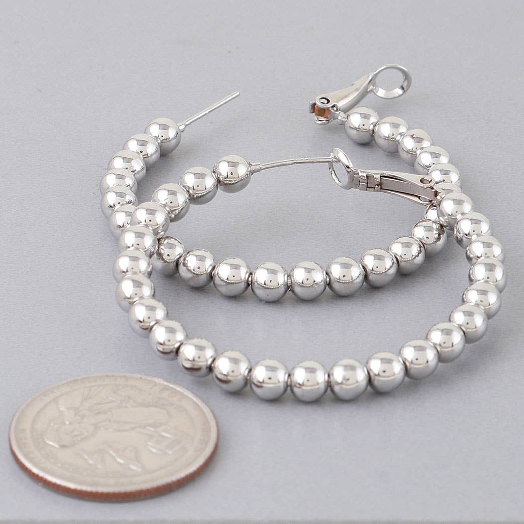 Shiny Beaded Hoop Earrings
