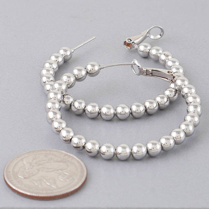 Shiny Beaded Hoop Earrings