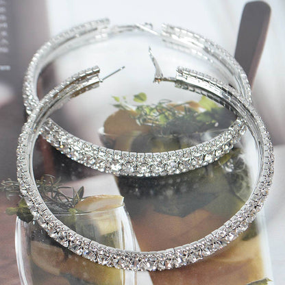 Multi Rhinestone 80mm Hoop Earring