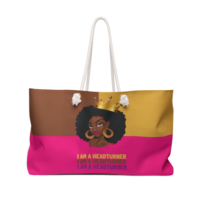 I Am a Headturner Weekender Bag – Bold Crowned Queen Travel Tote