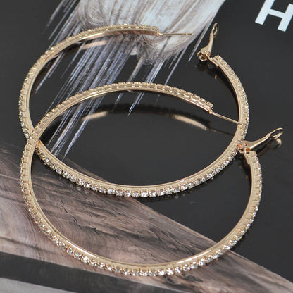 7CM Double Rhinestone Hoop Earring