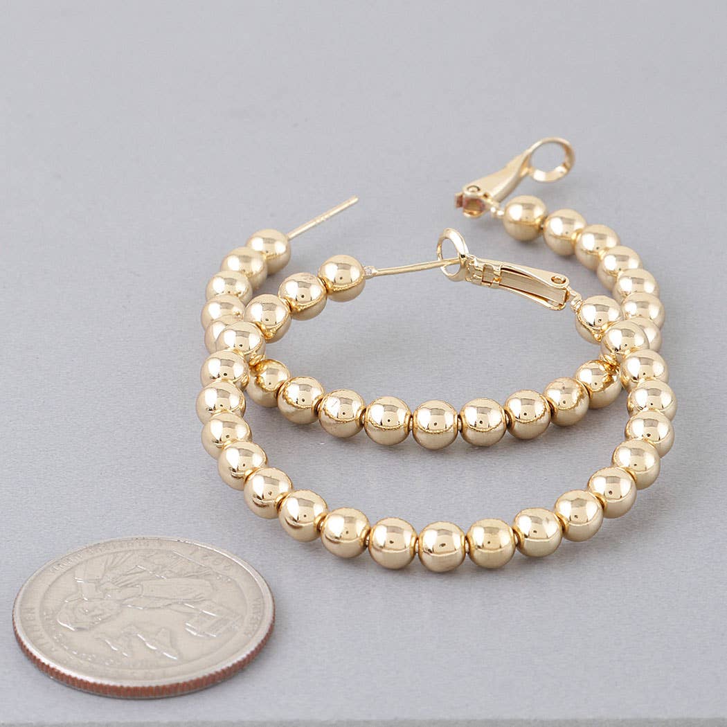 Shiny Beaded Hoop Earrings