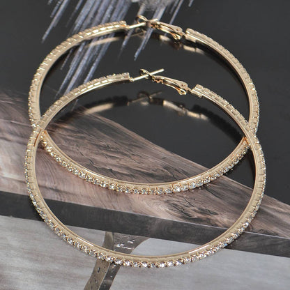 7CM Double Rhinestone Hoop Earring