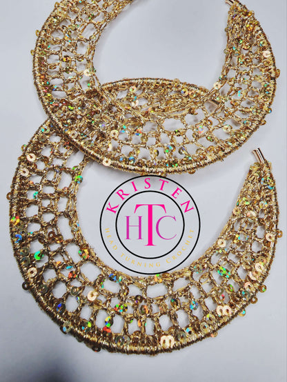  Living my life like its golden XL 18k gold filled crocheted hoops image 2