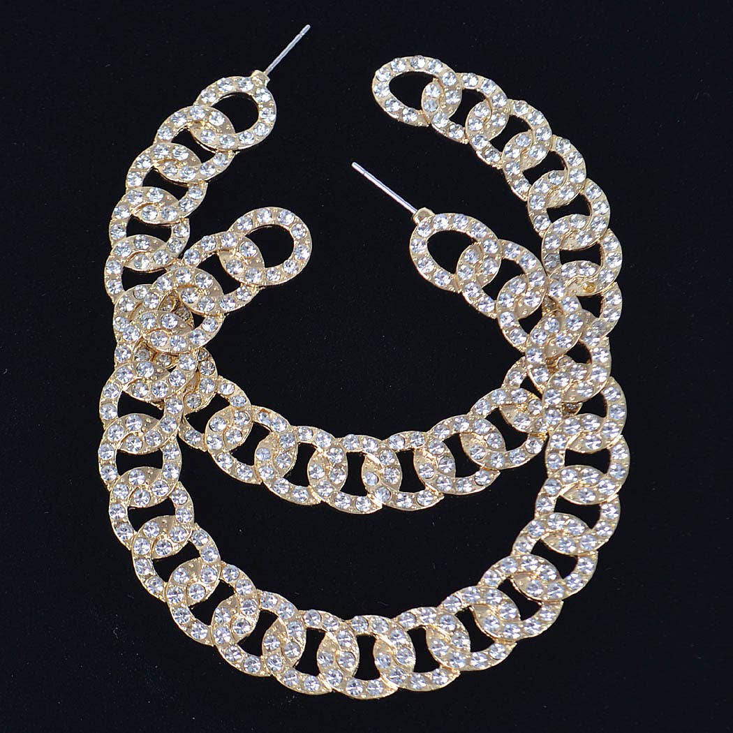 70mm Stoned Chain Hoop Earring