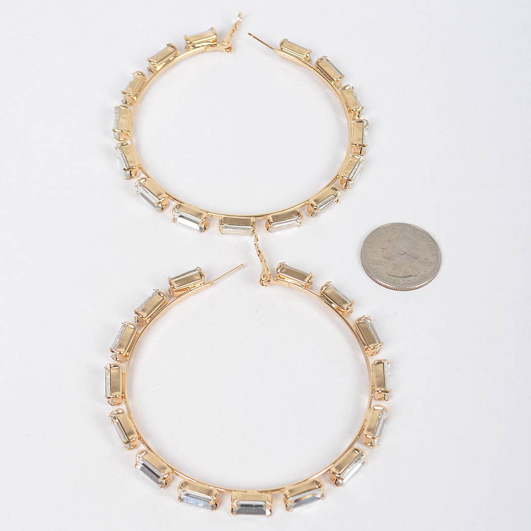 Rectangle Rhinestone Hoop Earring