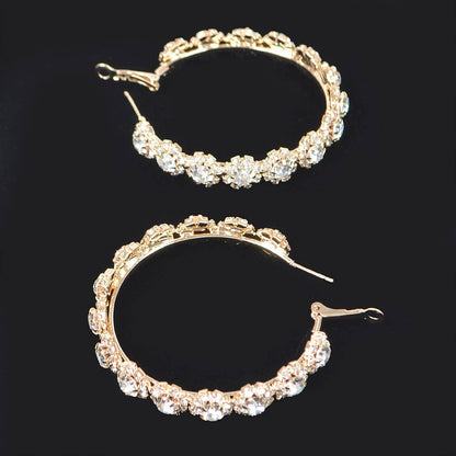 Multi Rhinestone Flower Hoop Earring