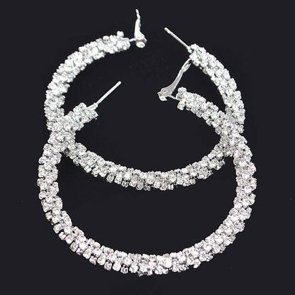 Glittering Rhinestone-Encrusted Mini Hoop Earrings