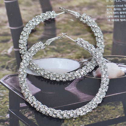 Twisted Rhinestone 60mm Hoop Earring