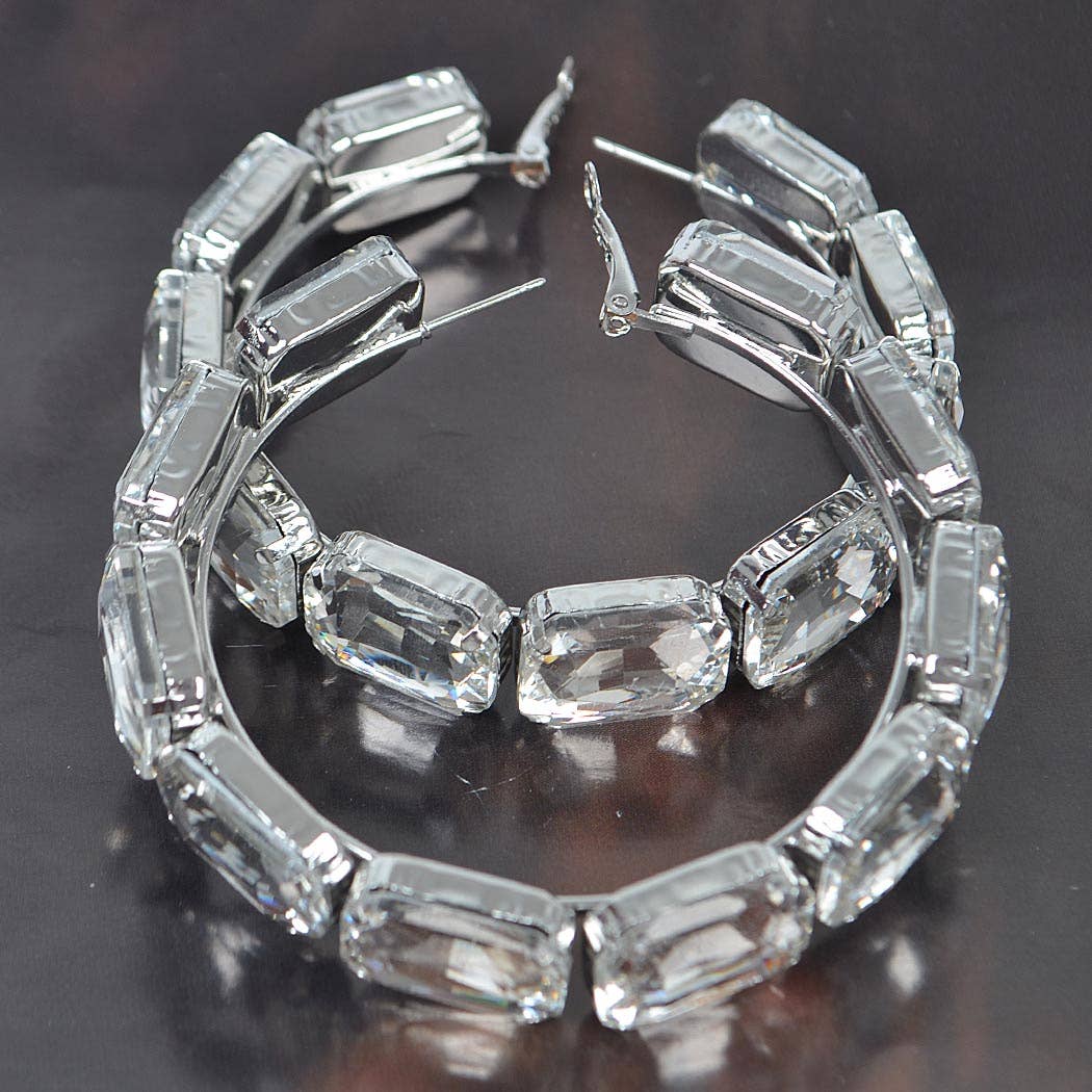 RHINESTONE EMBELLISHED HOOP EARRING