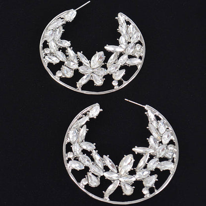 Rhinestone Moon Hoop Earring