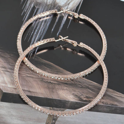 7CM Double Rhinestone Hoop Earring