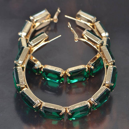 RHINESTONE EMBELLISHED HOOP EARRING