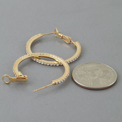 Rhinestone Lined Hoop Earrings