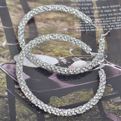 Twisted Rhinestone 80mm Hoop Earring