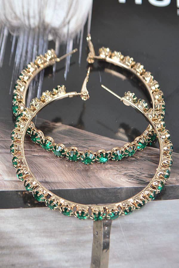 Bulk Rhinestone Hoop Earrings