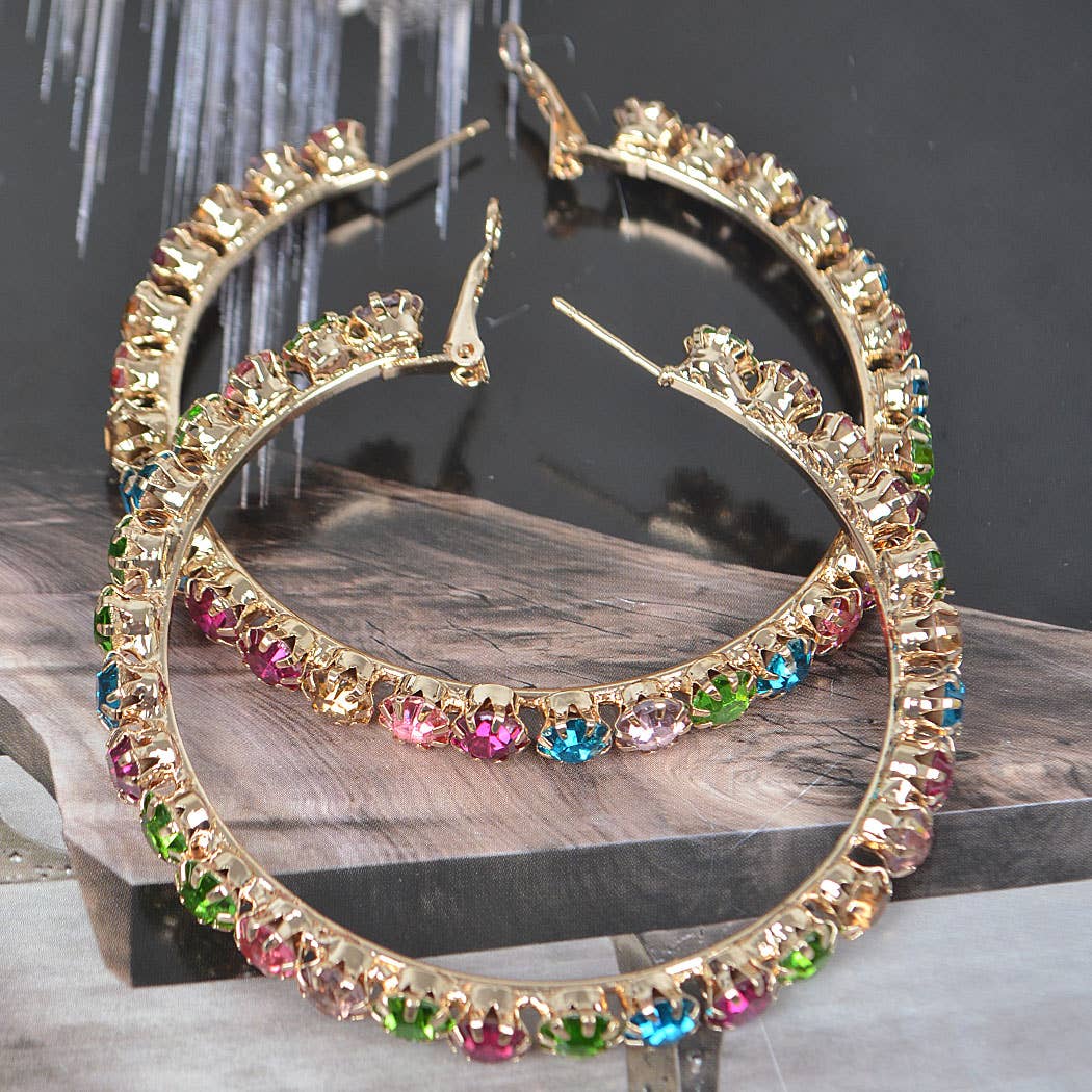 RHINESTONE HOOP EARRINGS