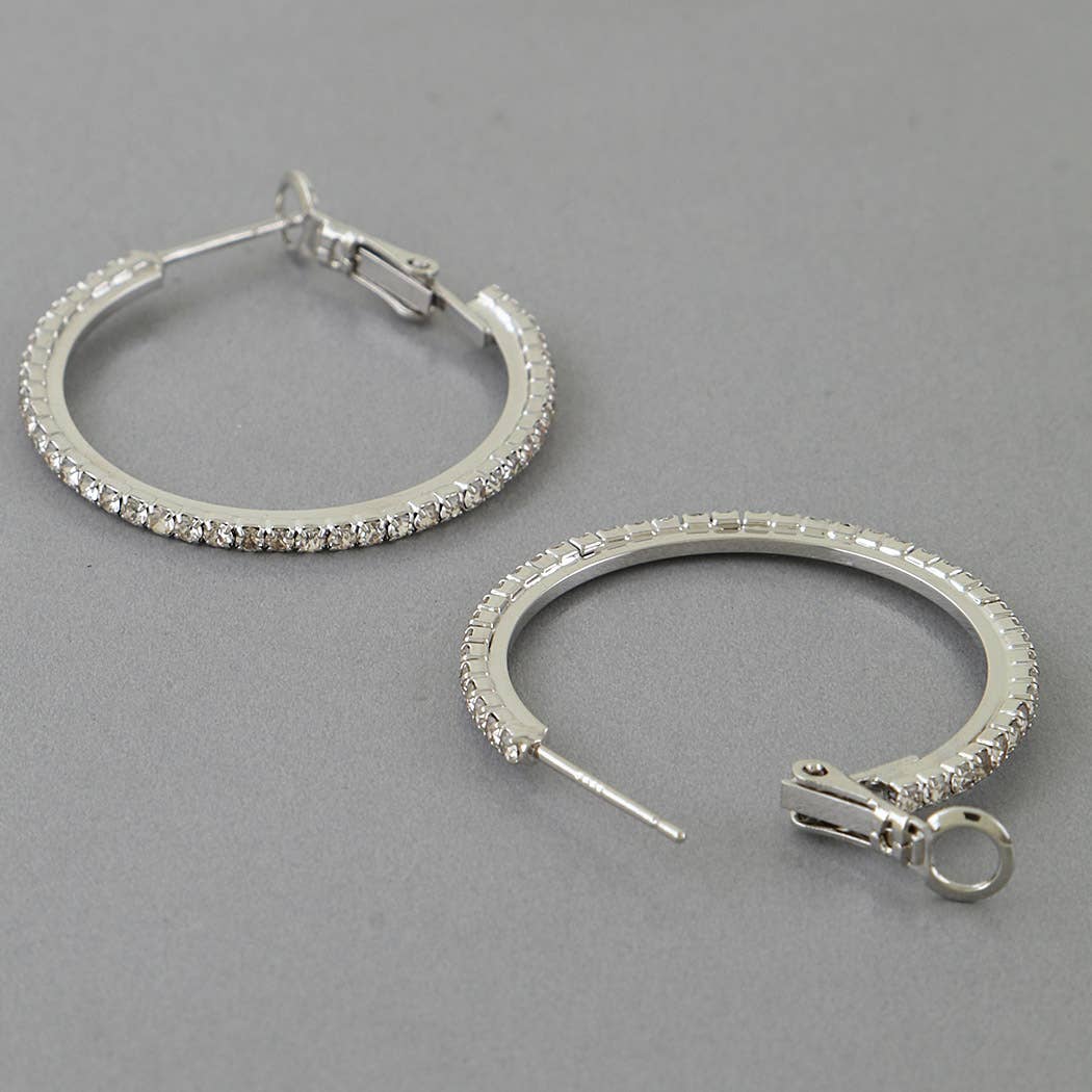 Rhinestone Lined Hoop Earrings