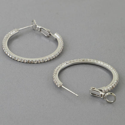 Rhinestone Lined Hoop Earrings