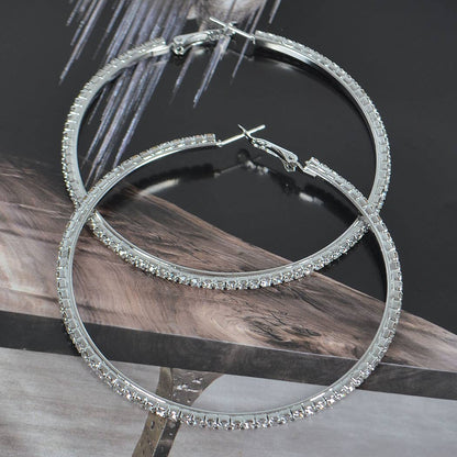 7CM Double Rhinestone Hoop Earring